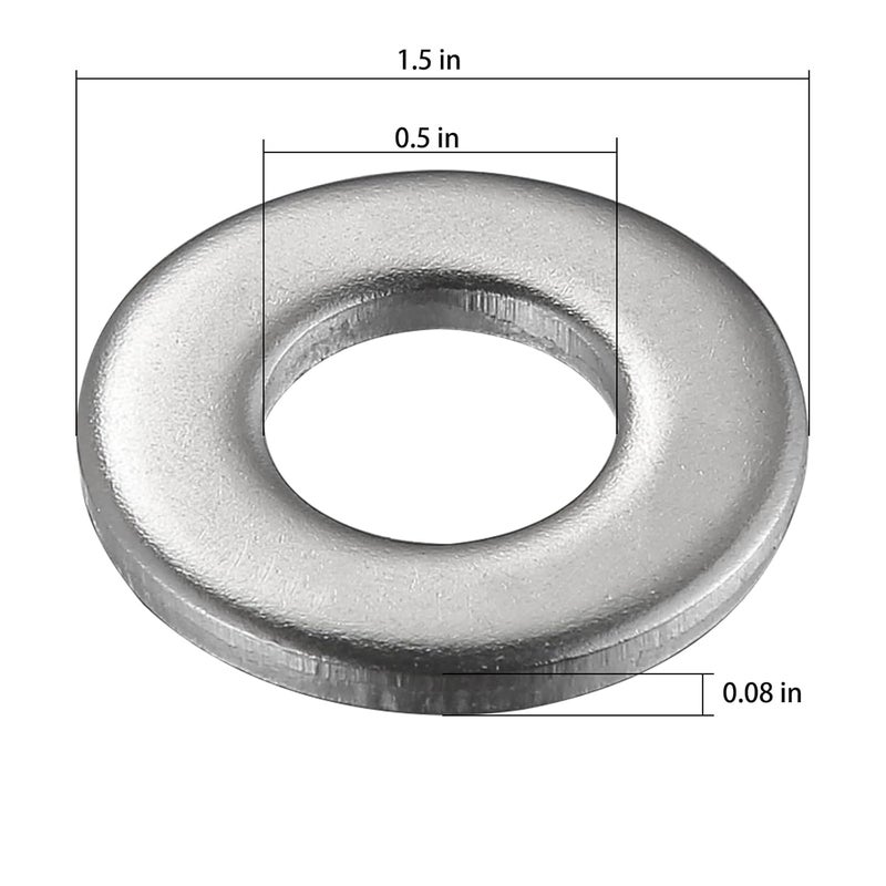 Wensilon Store (30Pcs) 1/2" x1-1/2 Stainless Steel 304 Metal Flat washers for Screws and Bolts, Suitable for Factory Maintenance, Kitchen, Store and Outdoor Construction - Image 2