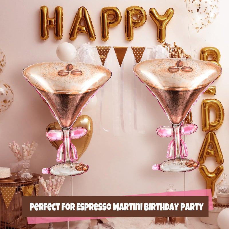 Civaner 2 Pcs Espresso Martini Balloon 32 x 26 Inches Giant Foil Espresso Martini Balloons a Tini Bit Older Birthday Party Decorations for Bachelorette Bridal Shower Wedding Party Supplies - Image 4