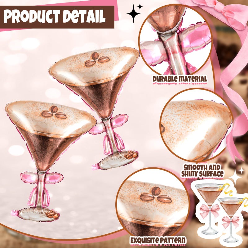 Civaner 2 Pcs Espresso Martini Balloon 32 x 26 Inches Giant Foil Espresso Martini Balloons a Tini Bit Older Birthday Party Decorations for Bachelorette Bridal Shower Wedding Party Supplies - Image 3