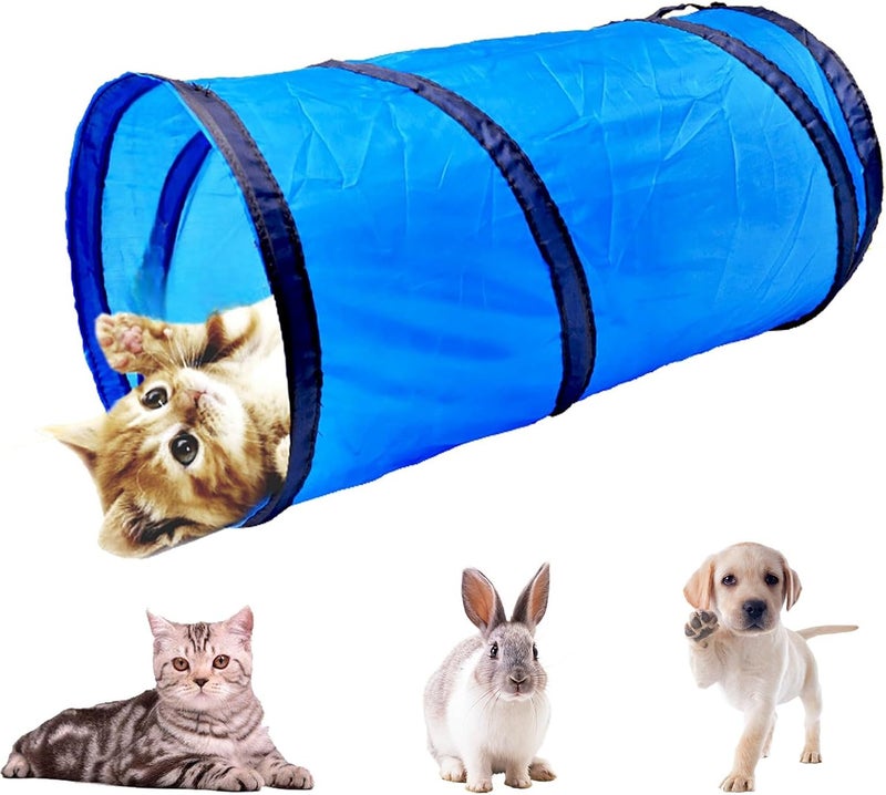 iCAGY Cat Tunnel for Indoor Cats Interactive, Rabbit Tunnel Toys, Pet Toys Play Tunnels for Cats Kittens Rabbits Puppies Crinkle Pop Up Sky Blue 20" - Image 4