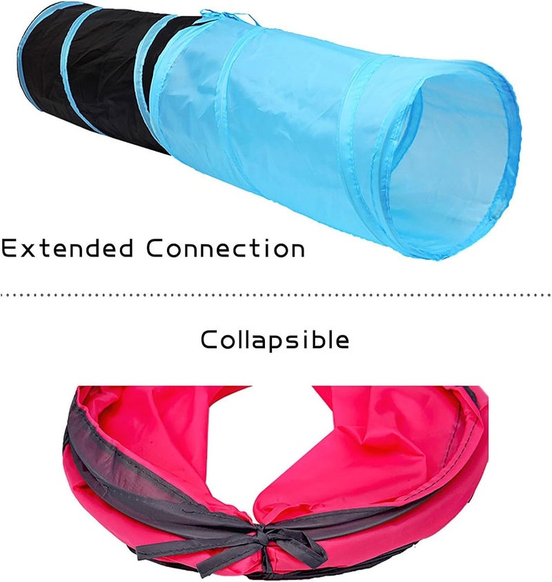 iCAGY Cat Tunnel for Indoor Cats Interactive, Rabbit Tunnel Toys, Pet Toys Play Tunnels for Cats Kittens Rabbits Puppies Crinkle Pop Up Sky Blue 20" - Image 2