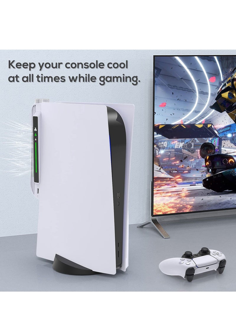 Y&D Cooling Fan Accessories for PS5, Centrifugal Three-stop Wind Host Powerful Cooler with Extended USB Port System PS5 CD-ROM and Digital Version (white) - Image 4