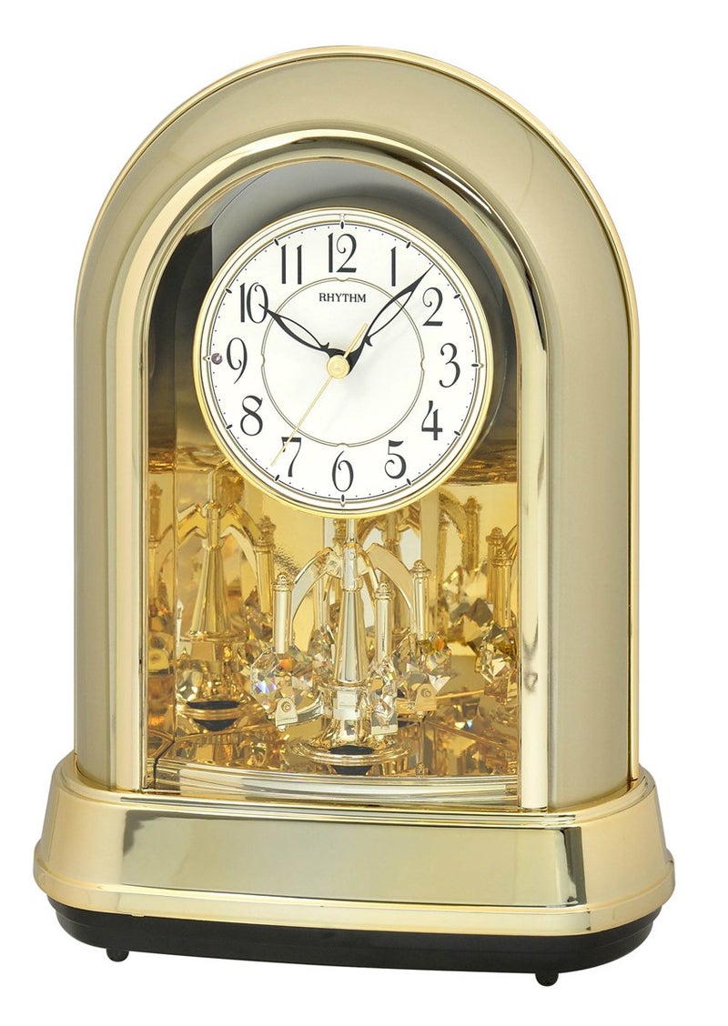 Rhythm Clocks Rhythm Clocks Crystal Dulcet II Musical Motion Mantel Clock Champagne 
