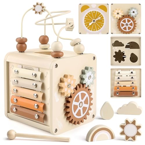 Vanplay Montessori Toys for 1+ Year Old Girls Boy Gifts, Wooden Sensory Activity Cube for Babies 12-18 Months, Learning Educational Toys 1 2 3 Year Old First Birthday Gifts for Toddler 1-3 - Image 1
