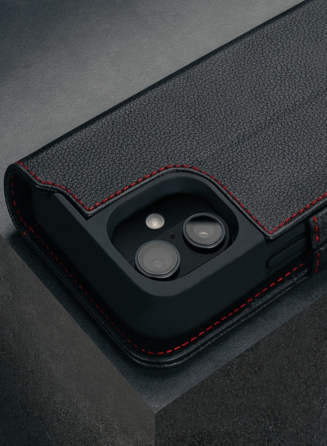 TORRO Case Compatible with iPhone 16 - Genuine Leather Case with Stand Function and Card Slots (Compatible with Official MagSafe Chargers) - Black - Image 5