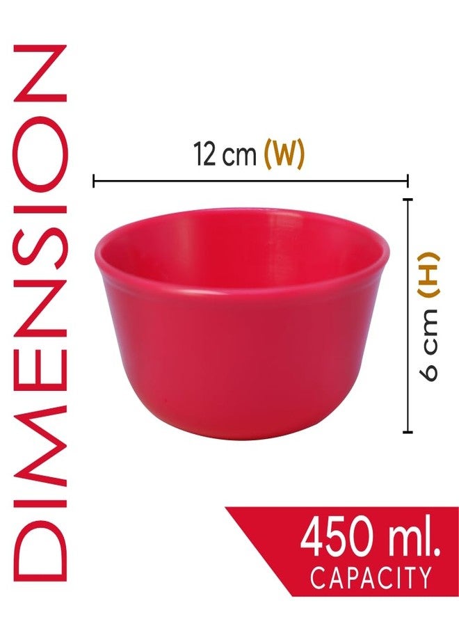 MORVI Sigma Prime 500 Microwawe Safe Multipurpose Plastic Bowl Set of 4 Pc Bowl 450 ml,Red Grey Color - Image 2