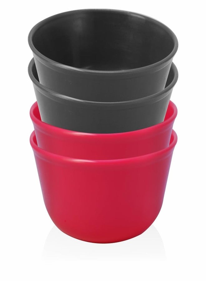 MORVI Sigma Prime 500 Microwawe Safe Multipurpose Plastic Bowl Set of 4 Pc Bowl 450 ml,Red Grey Color - Image 1