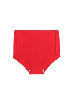 High-waisted Solid Color Maternity Underpants Breathable Adjustable Tummy Support Seamless Panties Red