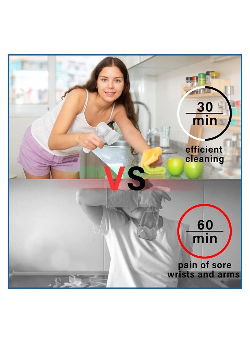 Electric Spin Scrubber Rechargeable Cleaning Tools,Grout Brush, Electric Cleaning Brush with 3 Brush Heads,Electric Scrubber Suitable for Bathroom Wall Tiles Floor Bathtub Kitchen - Image 4