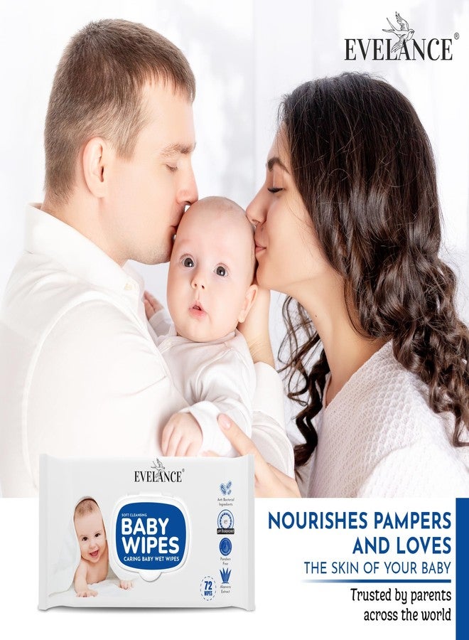 EVELANCE Soft Cleansing Baby Wet Wipes (Pack of 1) 72 Wipes, Daily Use Wipe Enriched with Glycerine, Aloe Vera, Lemon, 98% Water, For New Born Babies and Kids - Image 5