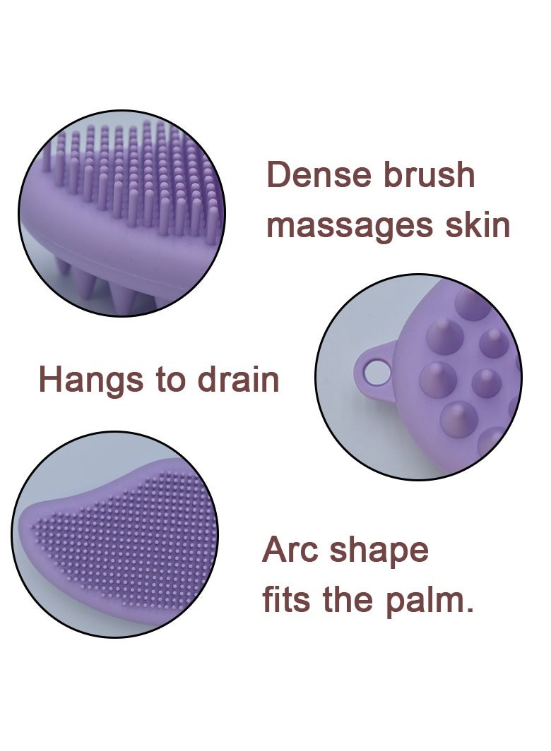 Perfect Silicone Bath Shower Scrubber Set - 3pcs, 100% Pure Silicone, Mango - Shaped, for Body & Scalp Cleaning - Image 3