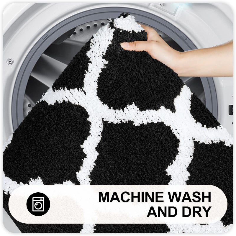 OLANLY Bathroom Rugs 30x20  Soft and Absorbent Microfiber Bath Rugs  Non-Slip Shaggy Shower Carpet  Machine Wash Dry  Bath Mats for Bathroom Floor  Tub and Shower  Black - Image 5