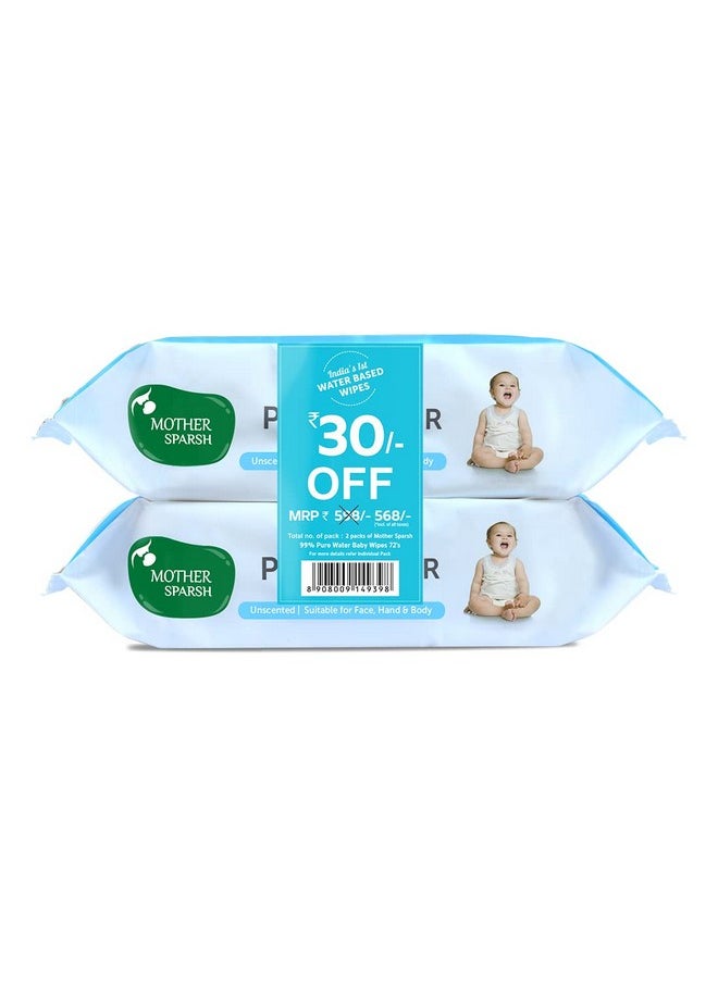 99% Pure Water (Unscented) Baby Wipes I Natural Plant Made Cloth - Super Thick I 72 Pcs/Pack - Pack Of 2 (Super Saver Pack) - pzsku/Z72990D093548489BD760Z/45/_/1733729242/19d2e23d-1e4a-4d8b-96d0-1e4fef75e4cb