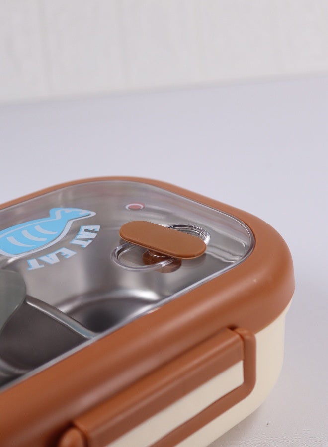 Toshionics Stainless Steel Lunch Box – 1.4L – with 2 Compartments, Microwave Safe, Spoon, Leakproof Lid, BPA Free, Freezer & Dishwasher Safe – for Kids & Adults – Ideal for School, Office, Travel – 20 x 14 x 5 cm - Image 3