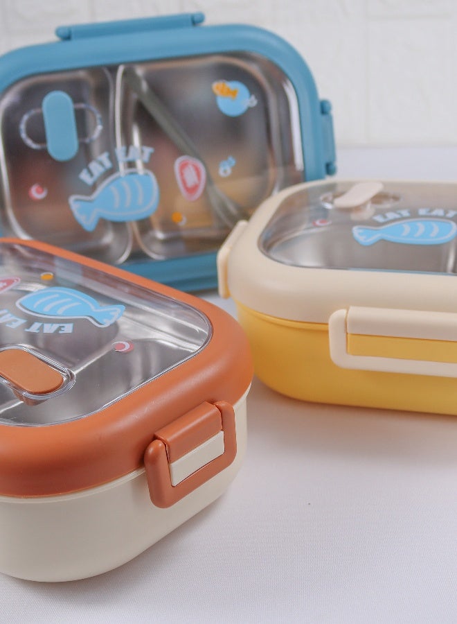 Toshionics Stainless Steel Lunch Box – 1.4L – with 2 Compartments, Microwave Safe, Spoon, Leakproof Lid, BPA Free, Freezer & Dishwasher Safe – for Kids & Adults – Ideal for School, Office, Travel – 20 x 14 x 5 cm - Image 4