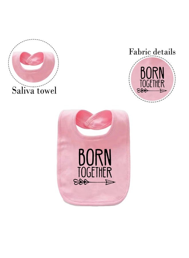 YSCULBUTOL Baby Twins Bibs Born Together Friends Forever Newborn Baby Cute Unisex Bibs Infant Twin Outfits(Pink Blue) - Image 2