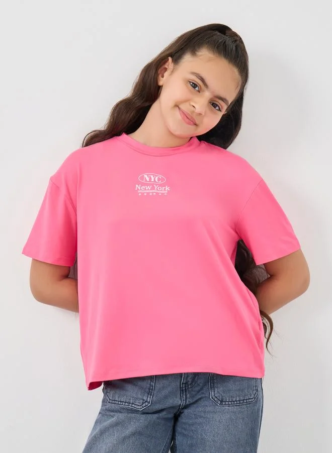 Styli Styli Slogan Print Round Neck T-Shirt