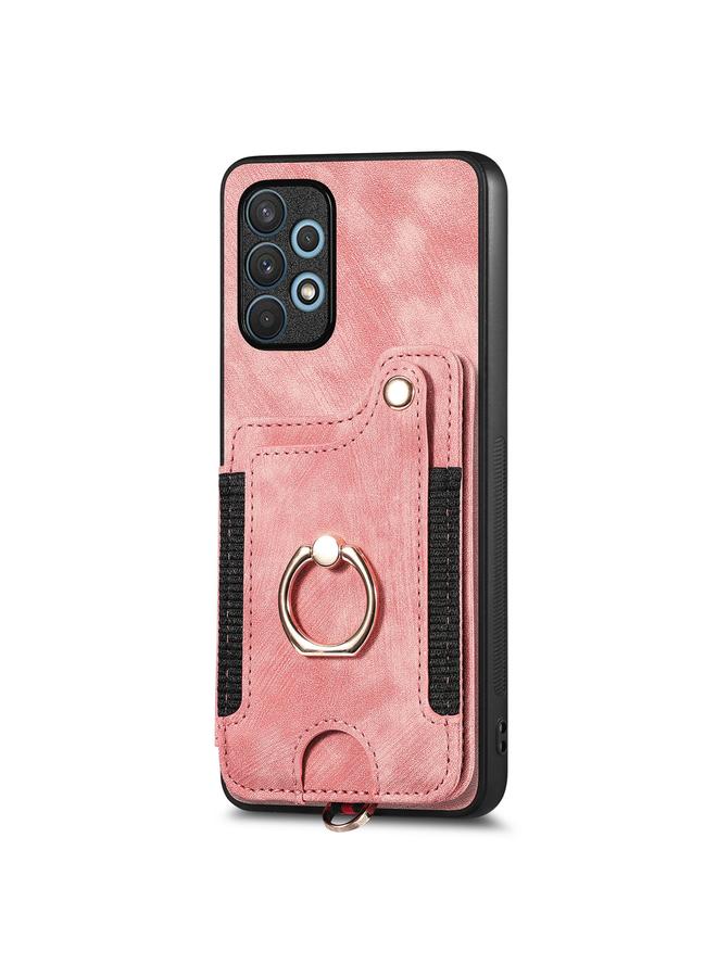 اس-توب جراب لهاتف Samsung Galaxy A32 4G بتصميم ريترو مع حلقة ملمس للبشرة ومحفظة متعددة البطاقات - Image 2