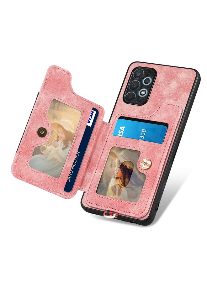 اس-توب جراب لهاتف Samsung Galaxy A32 4G بتصميم ريترو مع حلقة ملمس للبشرة ومحفظة متعددة البطاقات - Image 3