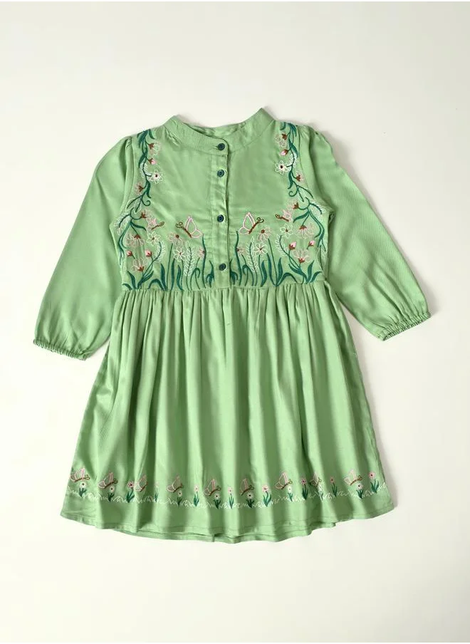 بيلا مودا Bella Moda Floral Embroidered Knee Length Dress