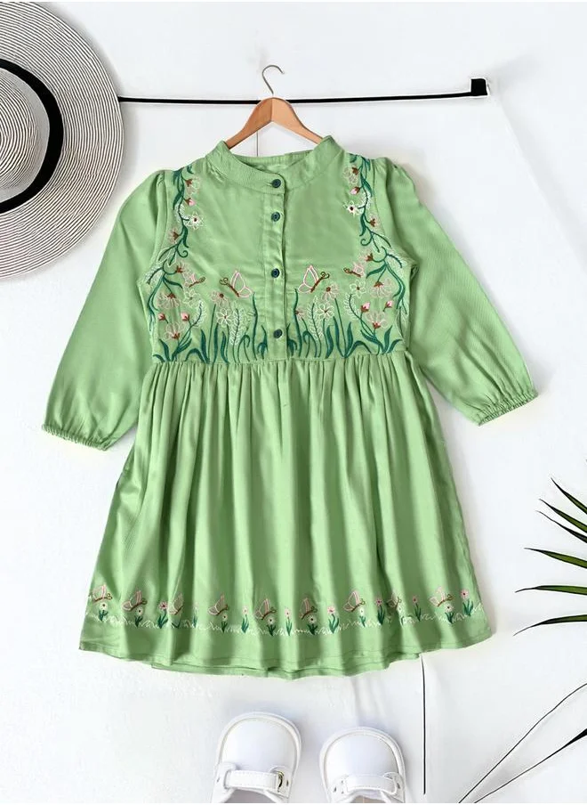 بيلا مودا Bella Moda Floral Embroidered Knee Length Dress