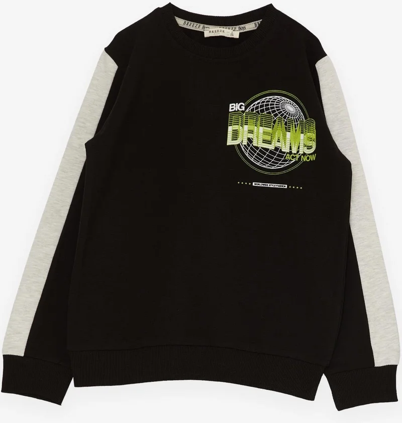 Breeze Breeze Girls & Boys Boys Tracksuit Set World Style Themed Slogan Printed 7-12 Years, Black