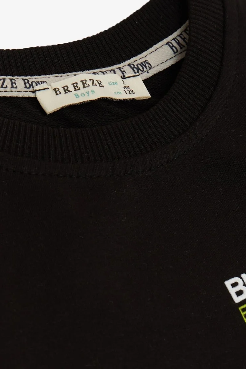 Breeze Breeze Girls & Boys Boys Tracksuit Set World Style Themed Slogan Printed 7-12 Years, Black
