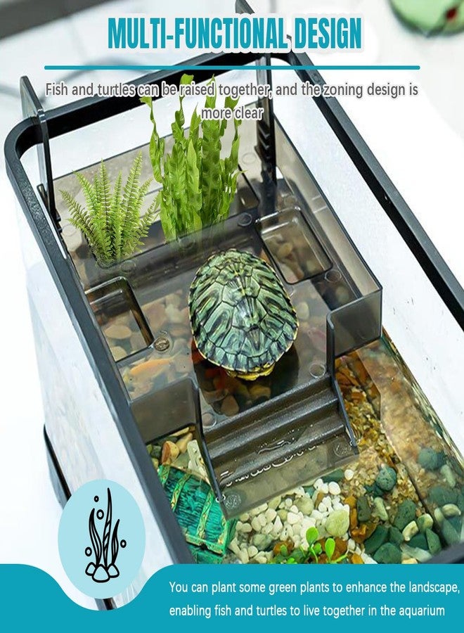 La La Pet Turtle Basking Platform Tortoise Resting Terrace with Feeding Trays and Planting Area Fish Tank Aquarium Decor Hanging Aquatic Turtles Dock Adjustable Height - Image 4