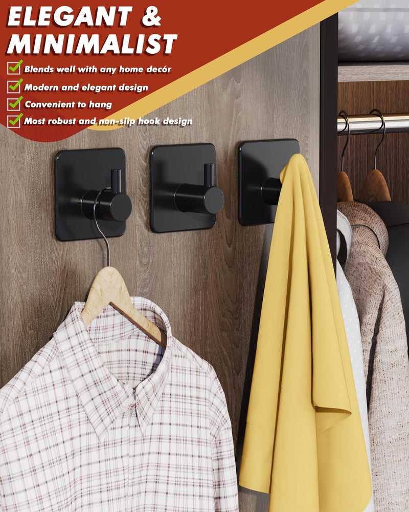 Auxmir Adhesive Hooks Heavy Duty 30lb(Max) Wall Hooks, 5 Pack Self Adhesive Damage Free Towel Rack, Stainless Steel for Coat Robe, Waterproof Oilproof Rustproof for Bathroom Shower Kitchen Office - Image 4