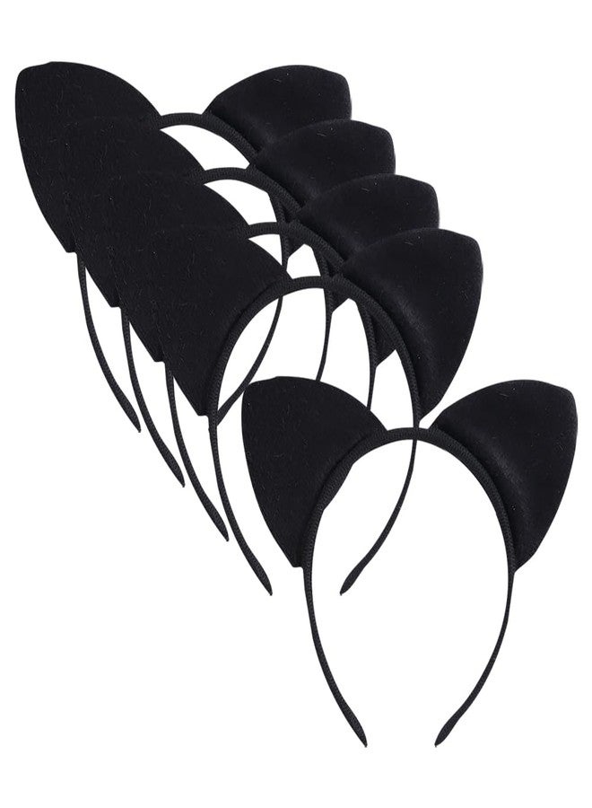 ccHuDE 5 Pcs Black Cat Ears Headbands Soft Kitty Ears Headband Halloween Cosplay Hairbands Plush Cute Animal Headband A - Image 1