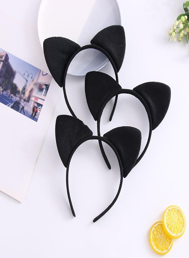 ccHuDE 5 Pcs Black Cat Ears Headbands Soft Kitty Ears Headband Halloween Cosplay Hairbands Plush Cute Animal Headband A - Image 2