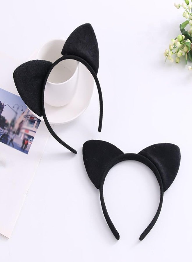 ccHuDE 5 Pcs Black Cat Ears Headbands Soft Kitty Ears Headband Halloween Cosplay Hairbands Plush Cute Animal Headband A - Image 4