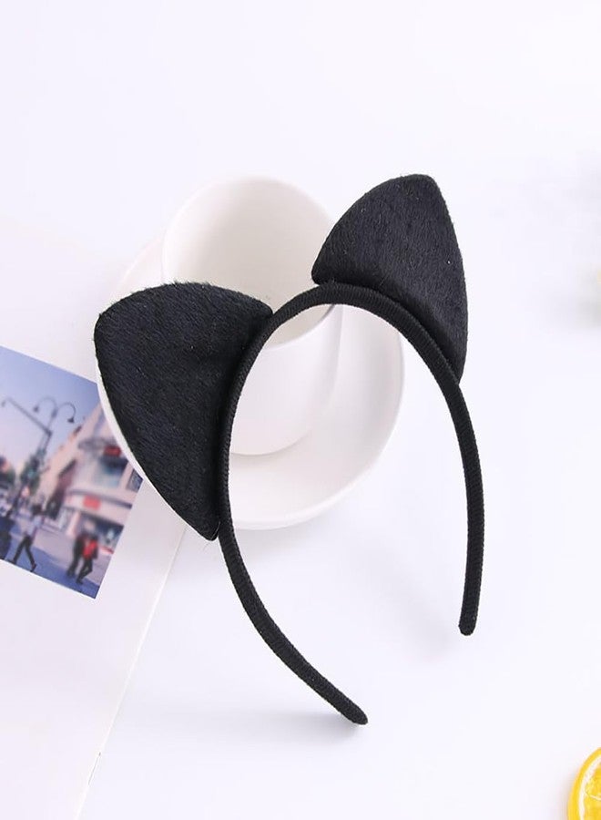 ccHuDE 5 Pcs Black Cat Ears Headbands Soft Kitty Ears Headband Halloween Cosplay Hairbands Plush Cute Animal Headband A - Image 5