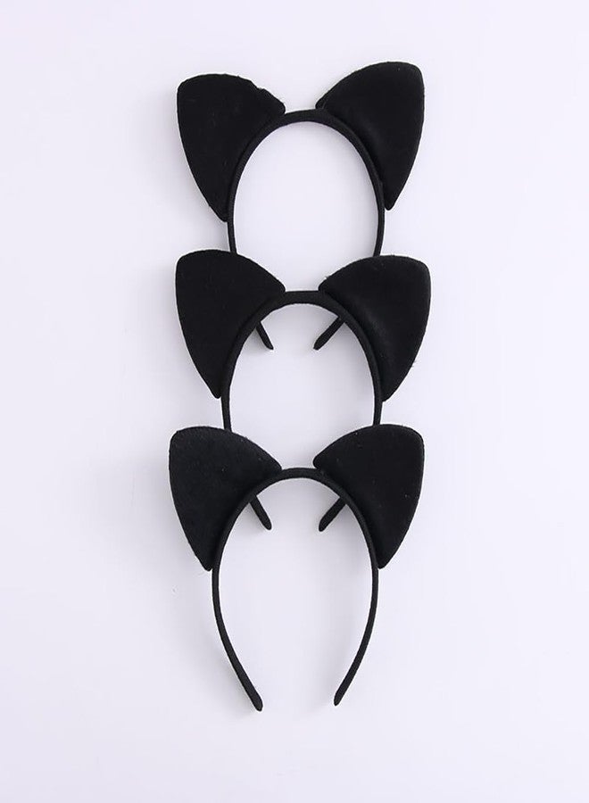 ccHuDE 5 Pcs Black Cat Ears Headbands Soft Kitty Ears Headband Halloween Cosplay Hairbands Plush Cute Animal Headband A - Image 3
