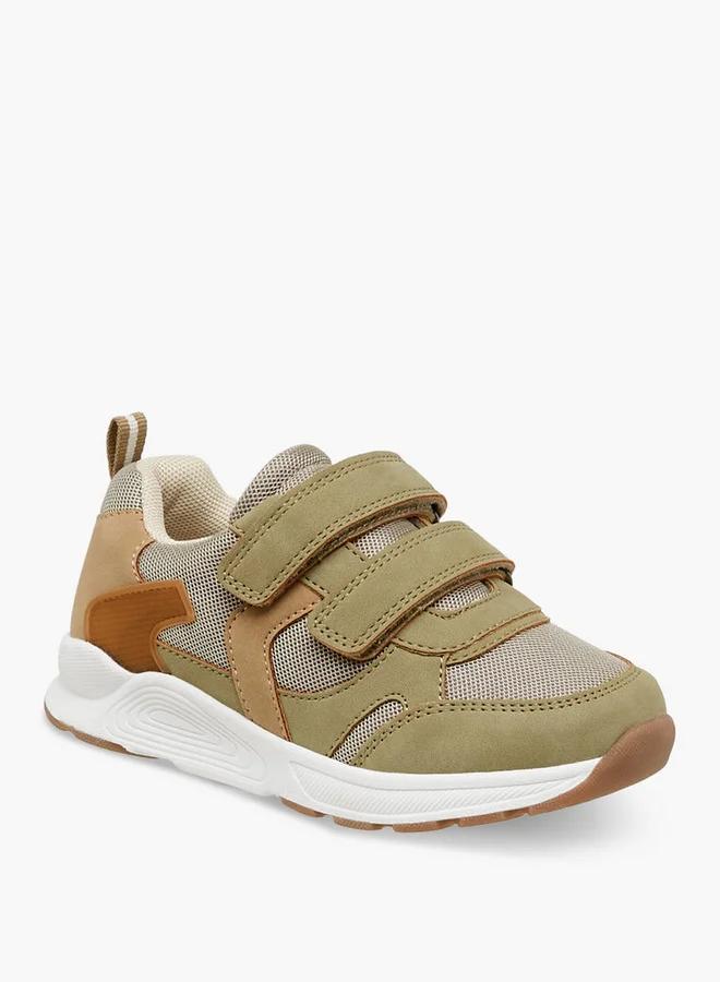 جونيورز Panelled Sneakers with Hook and Loop Closure