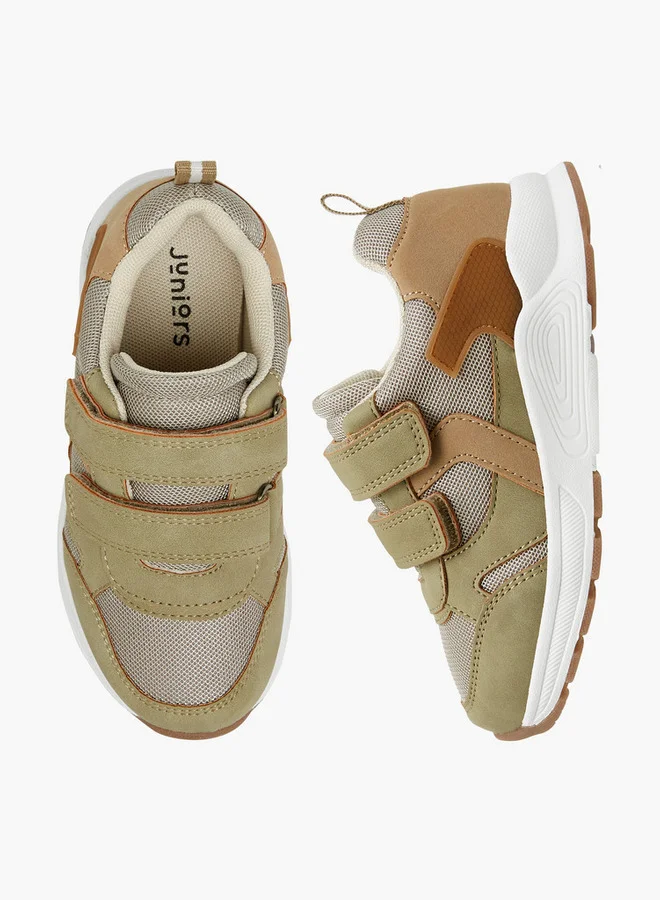 جونيورز Panelled Sneakers with Hook and Loop Closure