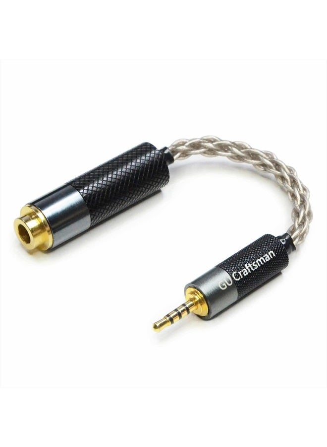 GUCraftsman 2.5mm Balanced Male to 4.4mm Balanced Female Portable Headphone Adapter Cable 6N Single Crystal Silver Headphone Jack Convert Cable for Audio Players with 2.5mm Balanced Ports - Image 1