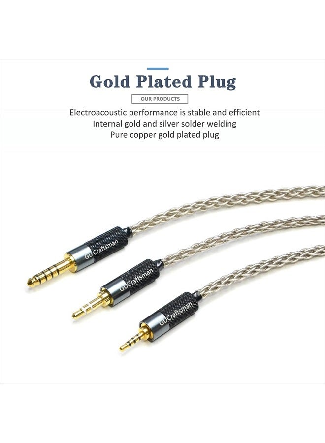 GUCraftsman 2.5mm Balanced Male to 4.4mm Balanced Female Portable Headphone Adapter Cable 6N Single Crystal Silver Headphone Jack Convert Cable for Audio Players with 2.5mm Balanced Ports - Image 4