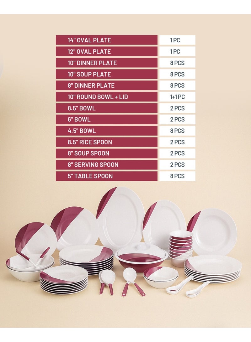 ديلكاسا طقم أطباق وعشاء ميلامين من ديلكاسا 54 قطعة ، أطباق ، أطباق ، ملاعق ، خدمة لـ 6 DC2108 - Image 3