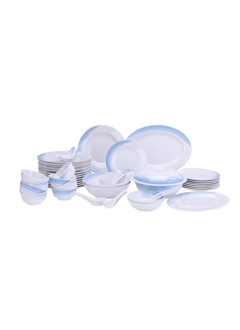 DELCASA 54-Piece Skyline Melamine Ware Dinner Set Includes 8 Table Spoon, 2 Serving Spoon, 8 Soup Spoon, 2 Rice Spoon, 8 Bowl, 2 Bowl, 2 Bowl, 2 Bowl Round Bowl +Lid 1+1 Soup Plate Dinner Plate 16+8 Ovel Plat  - Image 1