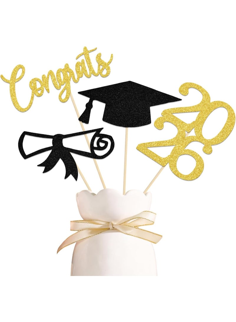 2026 Graduation centerpiece Sticks,Class of 2026 Table Toppers for Graduation Decorations,Graduation Party Centerpieces for Tables 12 Pieces Gold Black