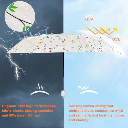 Cuby UV Sun Umbrella Compact Folding Travel Umbrella Auto Open and Close for Windproof, Rainproof & 99.9% UV Protection Parasol with Black Anti-UV Coating - Image 5