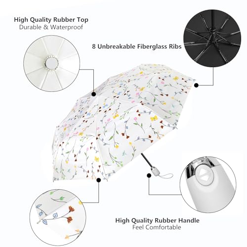 Cuby UV Sun Umbrella Compact Folding Travel Umbrella Auto Open and Close for Windproof, Rainproof & 99.9% UV Protection Parasol with Black Anti-UV Coating - Image 4
