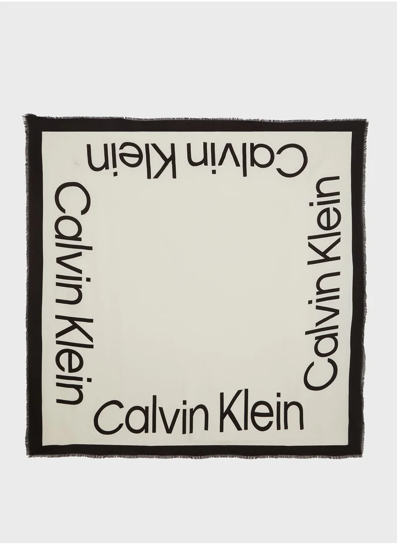 CALVIN KLEIN Logo Detailed Scarf