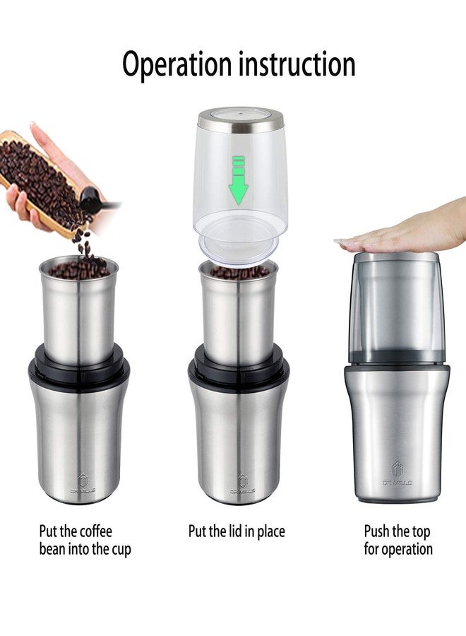 DR MILLS DM-7412M Stainless Steel Electric Dried Spice and Coffee Grinder,2 in 1 Wet and Dry, Removable Cups, Dishwasher Safe - Image 2