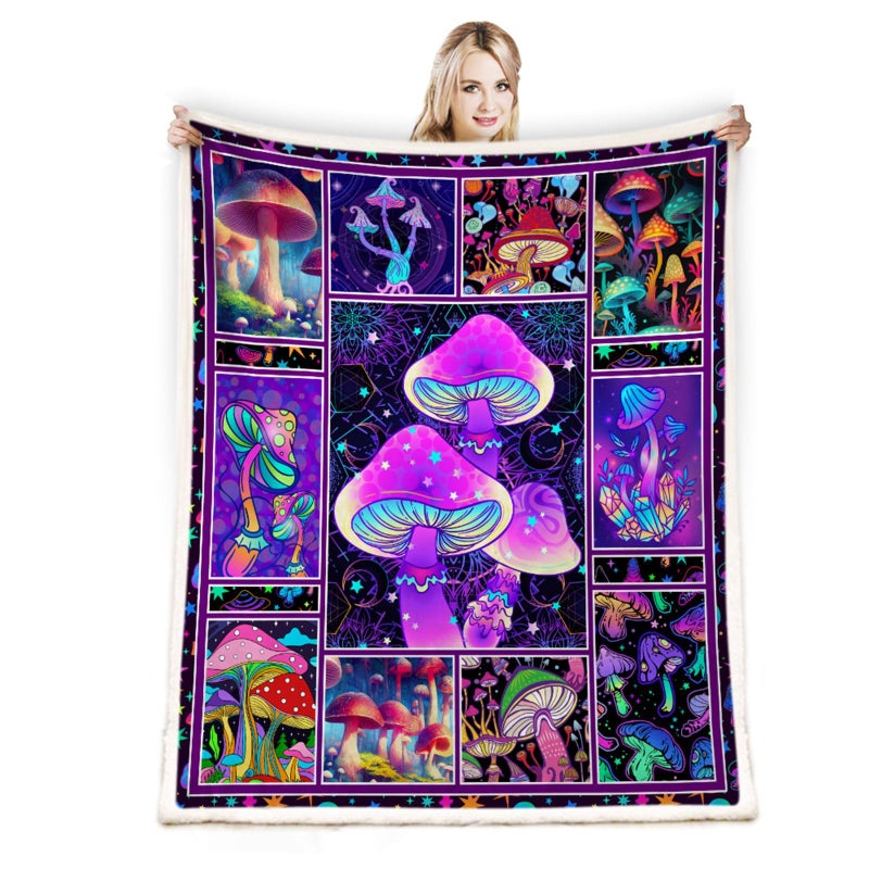 Belperan Mushroom Blanket Mushroom Gifts for Women Soft Cozy Fleece Sherpa Mushroom Throw Blanket All-Season for Sofa Couch Cottagecore Room Decor Mushroom Blankets for Adults Teen 60""x50"" - Image 2