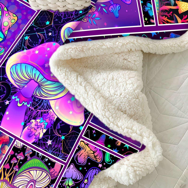 Belperan Mushroom Blanket Mushroom Gifts for Women Soft Cozy Fleece Sherpa Mushroom Throw Blanket All-Season for Sofa Couch Cottagecore Room Decor Mushroom Blankets for Adults Teen 60""x50"" - Image 5