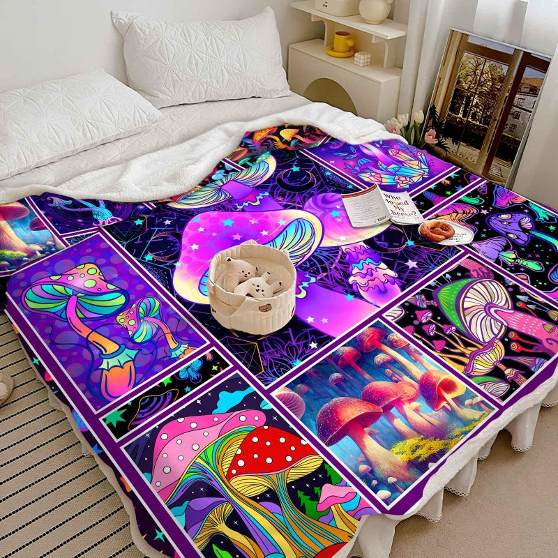 Belperan Mushroom Blanket Mushroom Gifts for Women Soft Cozy Fleece Sherpa Mushroom Throw Blanket All-Season for Sofa Couch Cottagecore Room Decor Mushroom Blankets for Adults Teen 60""x50"" - Image 3
