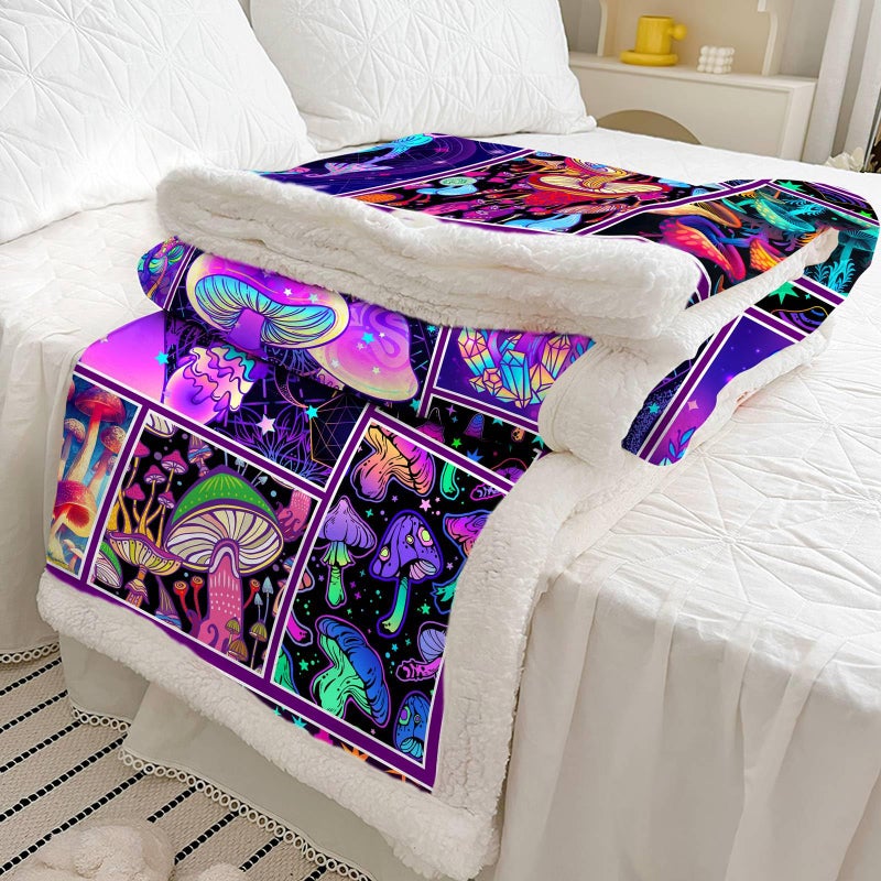 Belperan Mushroom Blanket Mushroom Gifts for Women Soft Cozy Fleece Sherpa Mushroom Throw Blanket All-Season for Sofa Couch Cottagecore Room Decor Mushroom Blankets for Adults Teen 60""x50"" - Image 4