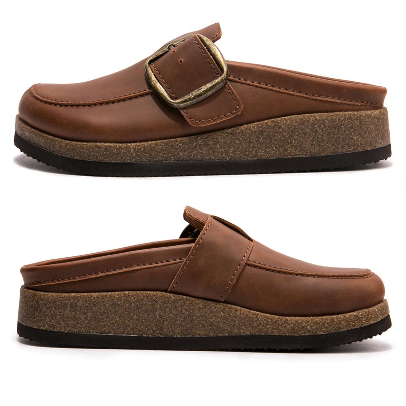 Vayfio Premium Eco-Leather Women's Clogs - Slip-Resistant Non-Skid Sole, Plush Memory Foam Insole, Lightweight & Comfortable, Versatile for Work, Casual, or Outdoor Occasions Dark Brown 09 - Image 3